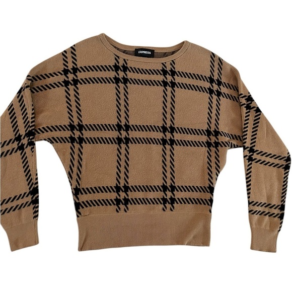 Express Women's Size SP Sweater Top Long Sleeve Striped Brown/black - Picture 9 of 16